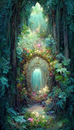 Papier peint panoramique Enfants - Forêt enchantée - Largeur 195 cm x Hauteur 341 cm