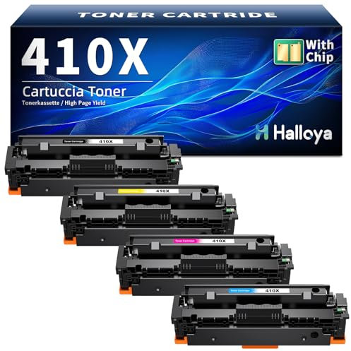 Halloya 410X Toner Kompatibel für HP 410 410A 410X CF410X CF410A Color Laserjet Pro MFP M477fdw M477fdn M377dw M477fnw M452dn M452dw M452nw M452 M477 M377 (4 Pack)