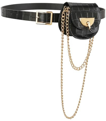 Faletony Damen Kleine Modern Taillenbeutel Mini Hüfttasche Hüfttasche Stylisch Bauchtasche Tasche Gürteltasche Abend Gürtel mit Kette