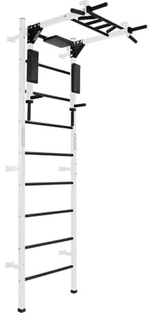 Scala da ginnastica per bambini scala svedese da parete barre in legno anelli da ginnastica parco giochi per bambini Profi bianco