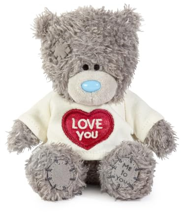 Me To You Tatty Teddy Plush 10cm-High Bear Wearing Cute 'Love You' T-Shirt - Official Collection, Grey
