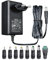 Adattatore di alimentazione 12 V 1,5 A 1,8 m, Adattatore di commutazione AC DC (ingresso 100-240 V, uscita 12 V 1,5 A), presa trasformatore a montaggio a parete con 8 prese intercambiabili, omologato