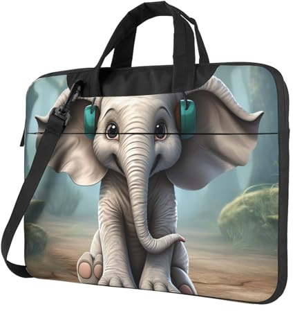 Laptoptasche mit grauem Elefant, für Damen und Herren, Laptop-Hülle, Schultertasche, Aktentasche, Kuriertasche, Computertasche