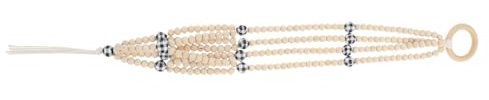 TINEASUR Panier Suspendu en Perles De Bois Pot De Fleurs en Osier Vase Suspendu Macramé De Plein Air Support pour Plantes D'intérieur Support De Pot Mural Rester Décor Moderne Chiffon Black