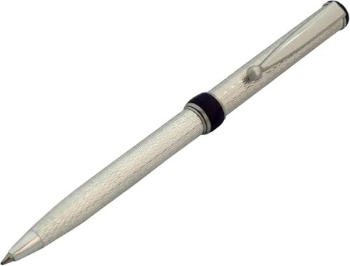 NYLOE - Kugelschreiber - Personalisiert - Massives Sterlingsilber 925 - Moiré-Muster - Nachfüllbar mit Standard Internationaler Mine - Handwerkskunst Eleganz - Hergestellt in Italien