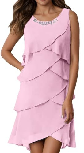Robe de Soirée Femme Élégante en Col V pour Cocktail Cérémonie Bal de Promo, Robes Demoiselle d'honneur Femme pour Mariage Invité avec Manches Courtes Midi Dresses for Work Maillot De Bain Tendance