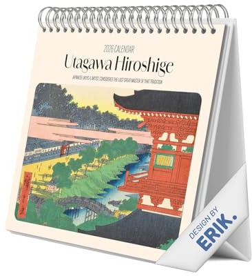 Grupo Erik Kalender 2026 Tischkalender Hiroshige Japan Kalender Familienplaner - Tischkalender 2026 zum Aufstellen 20 x 17 cm Jahreskalender 2026 - Offizieller Kunst Fanartikel Geschenke