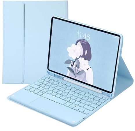 Keyboard Case for iPad 6th Generation 2018/5th Gen 2017 Magnetic Detachable Wireless Bluetooth Keyboard, Slim Folio Cover with Pencil Holder