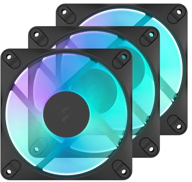 Fractal Design - Dynamic 3 12 RGB 3-Pack Black 120 mm PWM Fans – ARGB Gen 2 Lighting – Swept Blade Design – Daisy-Chainable Cables – Rifle Bearing