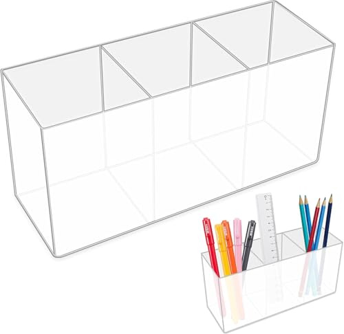Aieraczy Organisateur de Bureau, Pot a Crayon, Organiseur Bureau avec 3 Compartiments, Pot à Crayon, Porte Crayons Bureau, Rangement Stylo, Pour Papeterie, Maquillage, L'artisanat