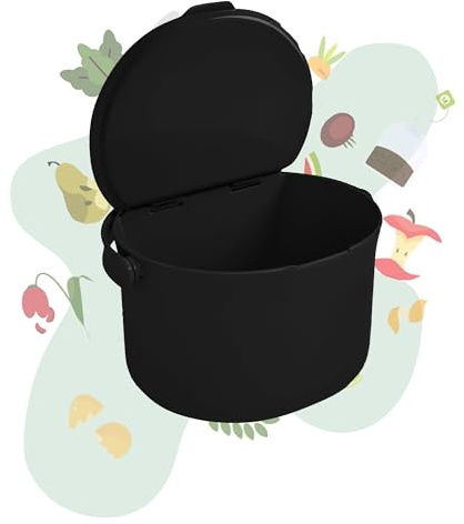 Lemodo Organko Daily schwarz, Biomülleimer Küche 3,3 l – formschöner Komposteimer aus recyceltem Kunststoff – beutelloser Behälter für Küchenabfälle mit Deckel, spülmaschinenfest