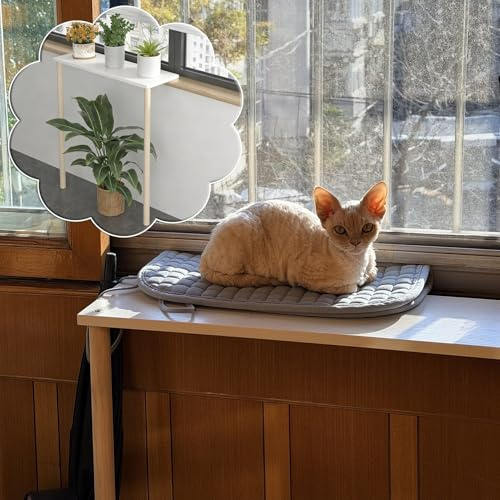 Extensor para Alféizar de Ventana Estantes de Madera para Plantas Alféizar Ventana Gatos, Extensor Alféizar Ventana Exterior Cinta Nano(89x25xH60cm(35x9.8x23.6))