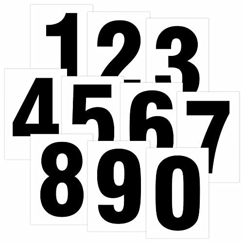 Zahl 4 schwarz auf weiß 12 cm hoch wetterfest als Aufkleber Regalbeschriftung Klebebuchstaben 80 x 120 mm