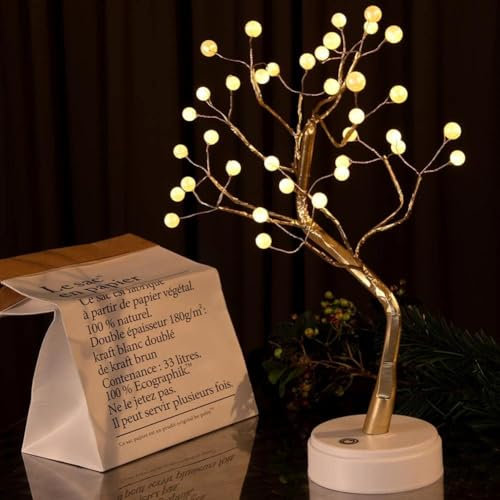 BAKAJI Albero di CILIEGIO Luminoso Natale per Interno da Tavolo APPOGGIO A batterie o Cavo USB 36 LED Altezza 53 cm con Base Punte LUCI Fiore Bianco Caldo ARREDO Decorazione ADDOBBI Natalizio