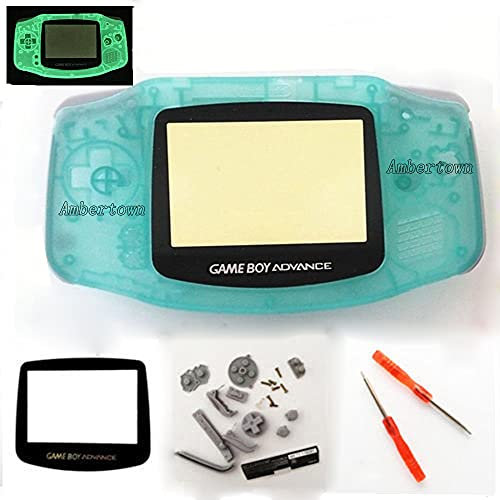 Komplettes Gehäuse, Gehäuse, Hintergrundbeleuchtung, für GBA, mit Bildschirm und Schraubendreher, Ersatzteil, leuchtende grüne Ausgabe, nachtleuchtend