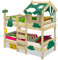 Wickey Etagenbett Crazy Daisy Kinderbett Hochbett mit Dach, Fenster, Kletterleiter & weiterem Spielzeugzubehör- grüne Plane, 90x200 cm - individuell Gestaltbar