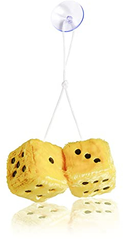 MyCreator, dadi da appendere allo specchietto retrovisore, quadrati, dadi di peluche, con puntini, per la decorazione degli interni auto, 7,6 cm