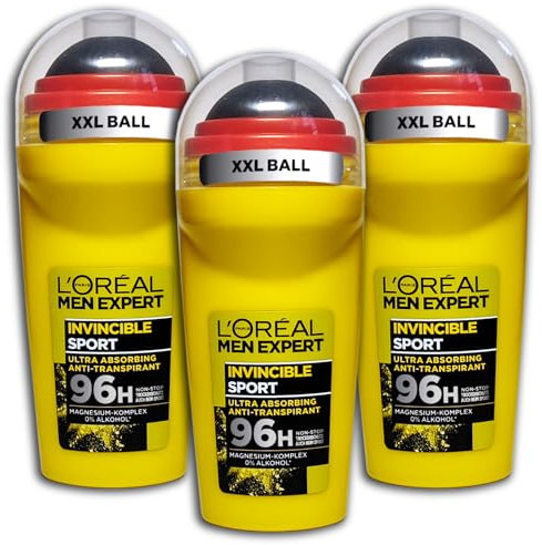 3 er Pack Loreal MEN EXPERT Anti-Transpirant Roll-On Invincible Sport 3 x 50 ml
