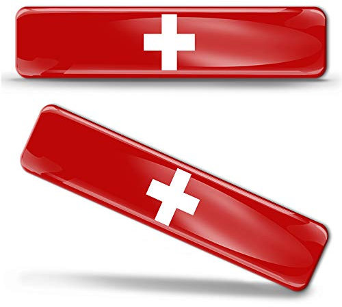 Biomar Labs® 2 x Aufkleber 3D Gel Silikon Stickers Switzerland Flag Schweiz Swiss Flagge Fahne Autoaufkleber F 23