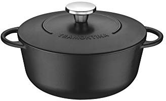 Tramontina Black Enamelled Cast Iron Casserole Dish | 28 cm (6 litre) | Indoor & Outdoor Use