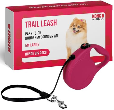 KONG Alcott Trail, einziehbar, Größe S, Fuchsia, 4,6 m lang