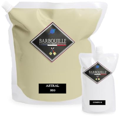 Peinture Résine Beige Lin Astral - Résine Epoxy Bi-Composants - Effet Brillant - Peinture Mur, Plafond, Boiserie, Carrelage & Métal - Lessivable - COV A+ - Fabriquée En France - 2,5 L - BARBOUILLE