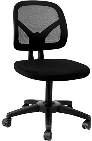 Hbada Bürostuhl Drehstuhl Schreibtischstuhl Ergonomische Rückenlehne ohne Armlehnen leicht Stuhl Esszimmerstühle Platzsparend Armless Höhenverstellung Schwarz