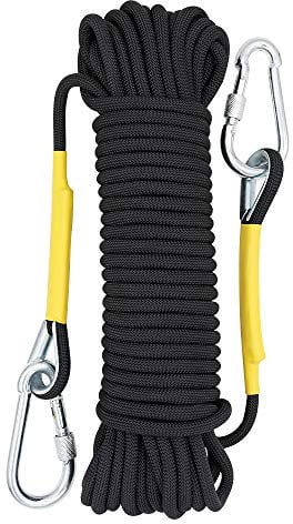 X XBEN Multi-use 8mm 20m Outdoor Rope Home Emergency Escape Rope, Black Multifunctional Cord Safety Rope for Magnetic Fishing Hiking Caving Camping Rescue Tree Climbing