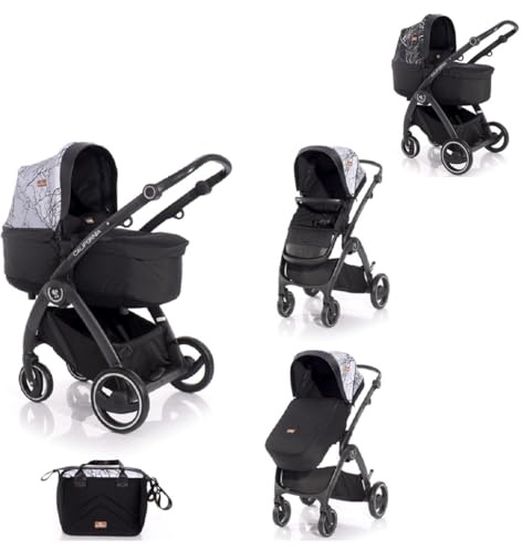 Lorelli Kinderwagen 2 in 1 California Babywanne Sportsitz Alurahmen Wickeltasche grau
