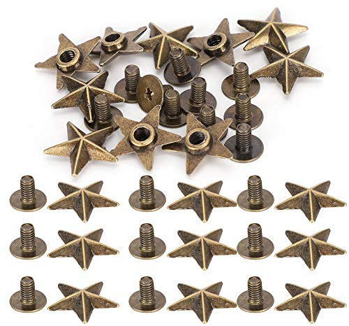 50 Stück Zinklegierung 14mm Sternform Nieten DIY Bolzen mit Schrauben für Taschen Kleidung Schuhe Gürtel DIY Kleidung Schuhe Dekoration Zubehör(Bronze)