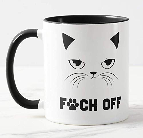 Vixar F*ck Fuck cat Swearing Mug - Funny Coffee Cat Mug, Christmas, Xmas, Birthday Gifts, Rude Sarcastic Mugs Memes Cup Brand