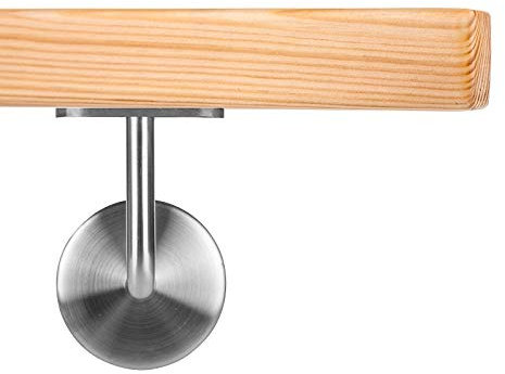 Handlauf Holzhandlauf VKT 42 x 42 mm Wandhandlauf Kiefer Halter rund 50 cm 2 Halter