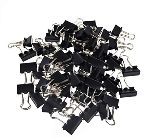 kuou LEZQHB 72pcs Binder Clips, 15mm Black Office Paper Clip, Foldback Clips Clamp Binder Clips for Office Home Supplies