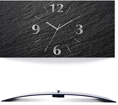 ARTLAND Wanddeko Wanduhr ohne Tickgeräusche Alu Funkuhr analoge Funkuhr 60x30 cm Schieferoptik U1RE