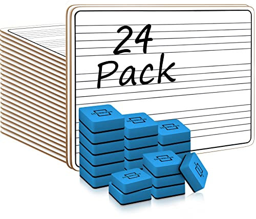 Whiteboard, trocken abwischbar, 22,9 x 30,5 cm, Lapboard, doppelseitig, Musiknoten, Whiteboard für Kinder, Studenten, Musiker und Zuhause, 24 Radiergummis im Lieferumfang enthalten