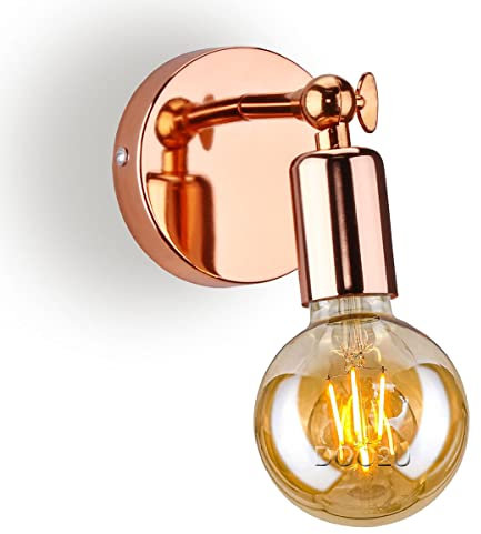 PETITES ECREVISSES Applique Murale Industrielle Vintages Lamp Murale E27 Métal Luminaire Plafonnier Intérieur Éclairage Réglable à 240° pour Chambre Cuisine Salo (1pcs, Or rose)