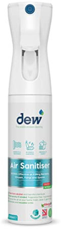 Dew Air Deodoriser Spray 300ml: 100% Natural Eco Air Freshener & Odour Eliminator Room Spray | Antibacterial Air Fresheners for Home, Fabric, Carpet, Car, Bathroom | Disinfectant for Fridge or Toilet