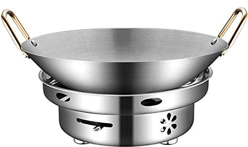 WOkismD Réchaud À Alcool avec Pot Réchaud À Alcool en Acier Inoxydable pour Fondue, Camping, Pique-Nique, Etc.