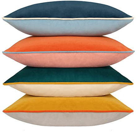 Btyrle Samt-Kissenbezüge, 4er-Set, 50,8 x 50,8 cm, Modern, Zweifarbig, Dekorativ, Heimdekoration, Wohnzimmer