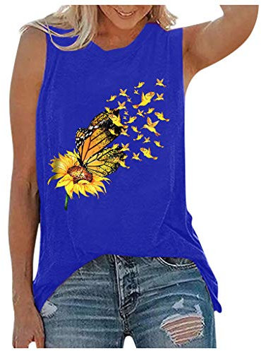 YUE Damen Sommer Casual Tank Top Ärmellos Unterhemd Gemütlich Hemd Sommerweste Sexy Tank Top Basic Einfarbig Oberteil Gerippt Camisole Lässige Streetwear