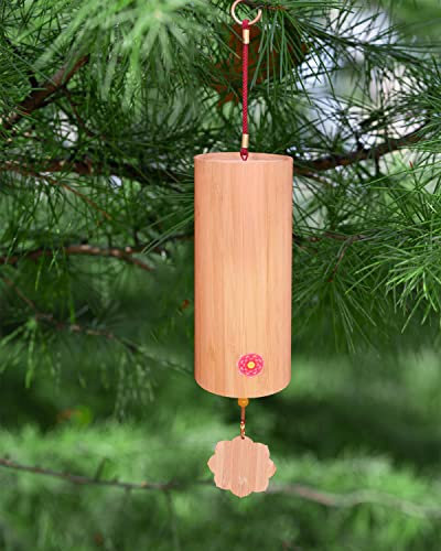 Bambus-Windspiel für Klangheilung, Meditation und beruhigende Emotionen, klassische Heimdekoration, gutes Geschenk für Familie, Freunde (Am-Akkord) rotes Seil