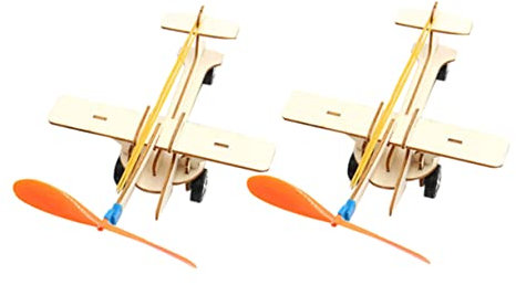 Toyvian 2 Sets Rubber Band Powered Fly Kids Hand- Thrown Toys 3d Assembly Toy Airplane Toy for Kids Throwing Airplanes Flying Glider Airplane Figurines Wood Student Flight Equipment