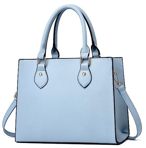 CHICAROUSAL Crossbody-Geldbörsen und Handtaschen für Damen, PU-Leder, Tragegriff oben, Schultertasche, Liz Hellblau