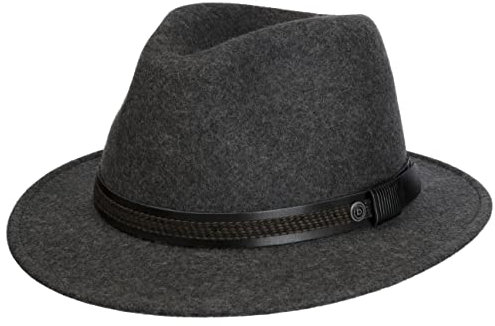 Bugatti Varnest Melange Traveller Wollhut Wollfilzhut Travellerhut Wolltraveller Regenhut Outdoorhut Herren - Made in Italy Herbst Sommer Frühjahr Winter Frühling-Sommer Herbst-Winter - 60 cm