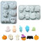 Fyfjur Molde Chocolate, 2 Piezas Halloween Moldes Bombones Silicona, Murciélago Fantasma de Calavera de Calabaza Molde De Silicona para Chocolate, Moldes Silicona para Dulces, Chocolate, Gelatina