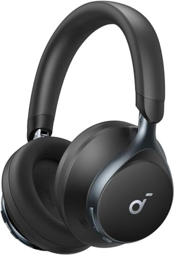 soundcore by Anker, Space One, cuffie wireless adattive cancellazione del rumore attivo, riduzione della voce 2 volte più forte, potenza della batteria ANC, controllo app, audio Hi-Res(ricondizionato)