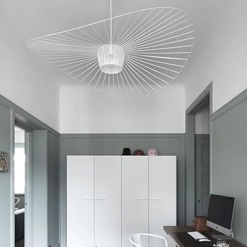 GLZXMQBP Lustre Vertigo Suspension Blanc 80 cm, Lampe Vintage Suspension Vertigo Rétro LED Salon Lustre for Intérieur Salon Fibre De Verre +Polyuréthane De Chapeau LED E27,Blanc,80cm