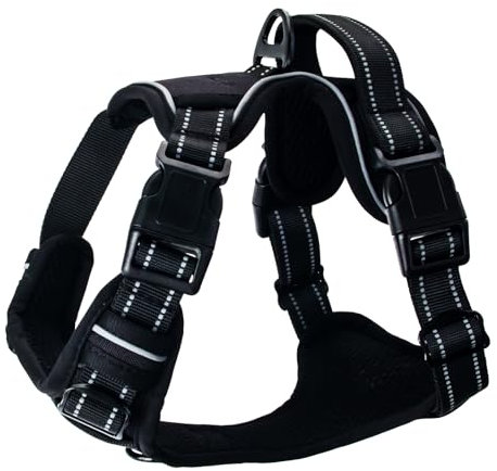 UVTQSSP Hundegeschirr Kleine Hunde mit Leine Gepolstert, Welpengeschirr, Dog Harness Hunde Geschirr Klein (Schwarz, XL)
