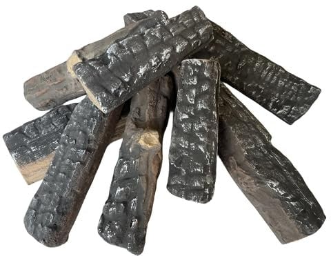 Troncos de gas, 8 troncos de chimenea de gas, leña simulada, troncos decorativos de cerámica para fuego, sin viento, para chimeneas y hogueras interiores y exteriores, gas, ventilado, sin ventilación,