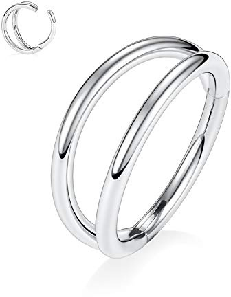 AROWRO Double Open Stack Septum Clicker Nasenringe Conch Daith Piercing Schmuck Knorpelohrring Hoop Chirurgenstahl Conch Daith Helix Rook Lobe Ohrring 18G 16G